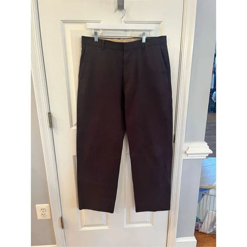 Banana Republic Brown Moleskin Stripe Dress Chino Pants sz 35/31 altered ( was 3